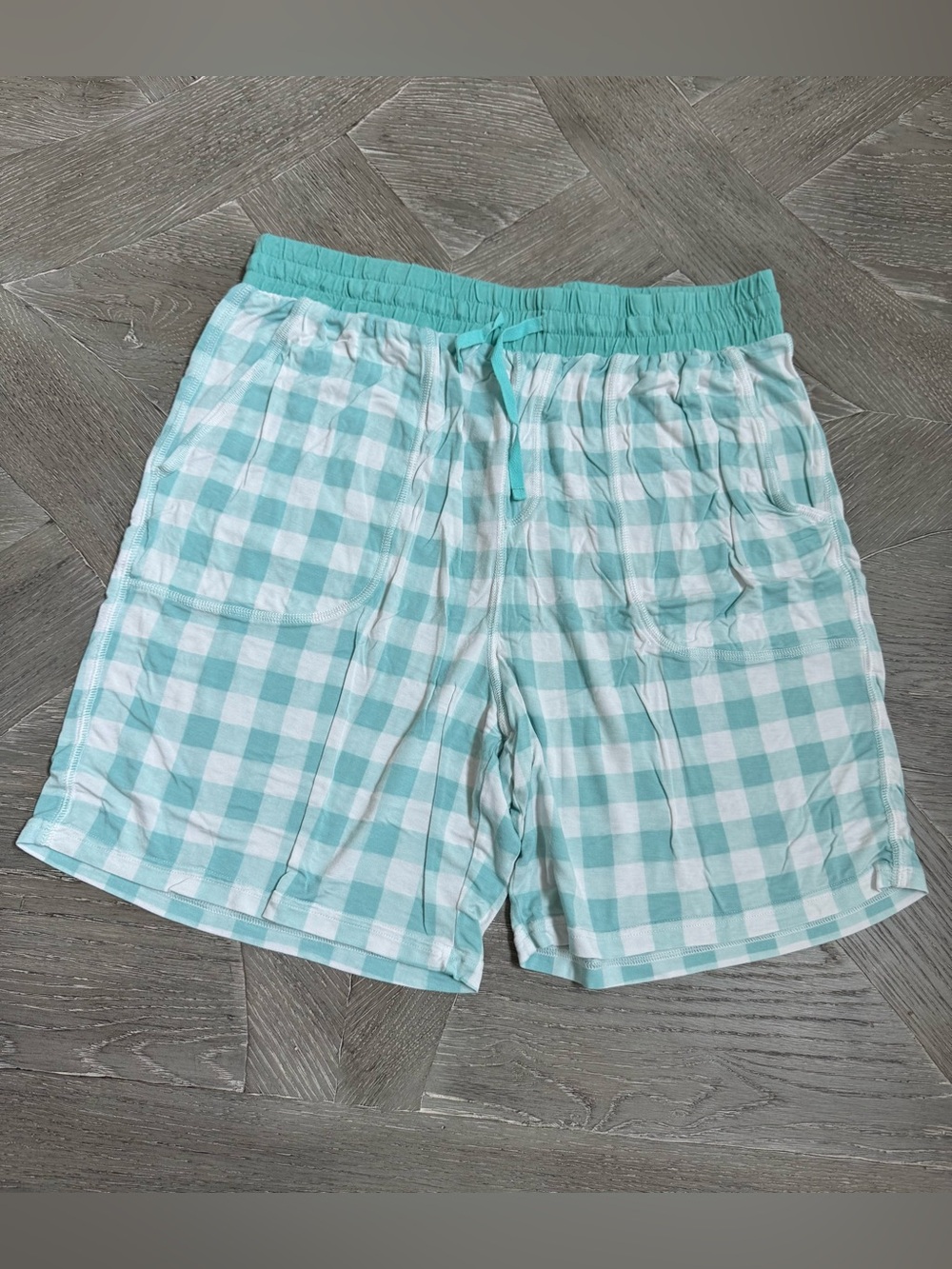Men's Aqua Check Lounge Shorts - Lightweight Comfort